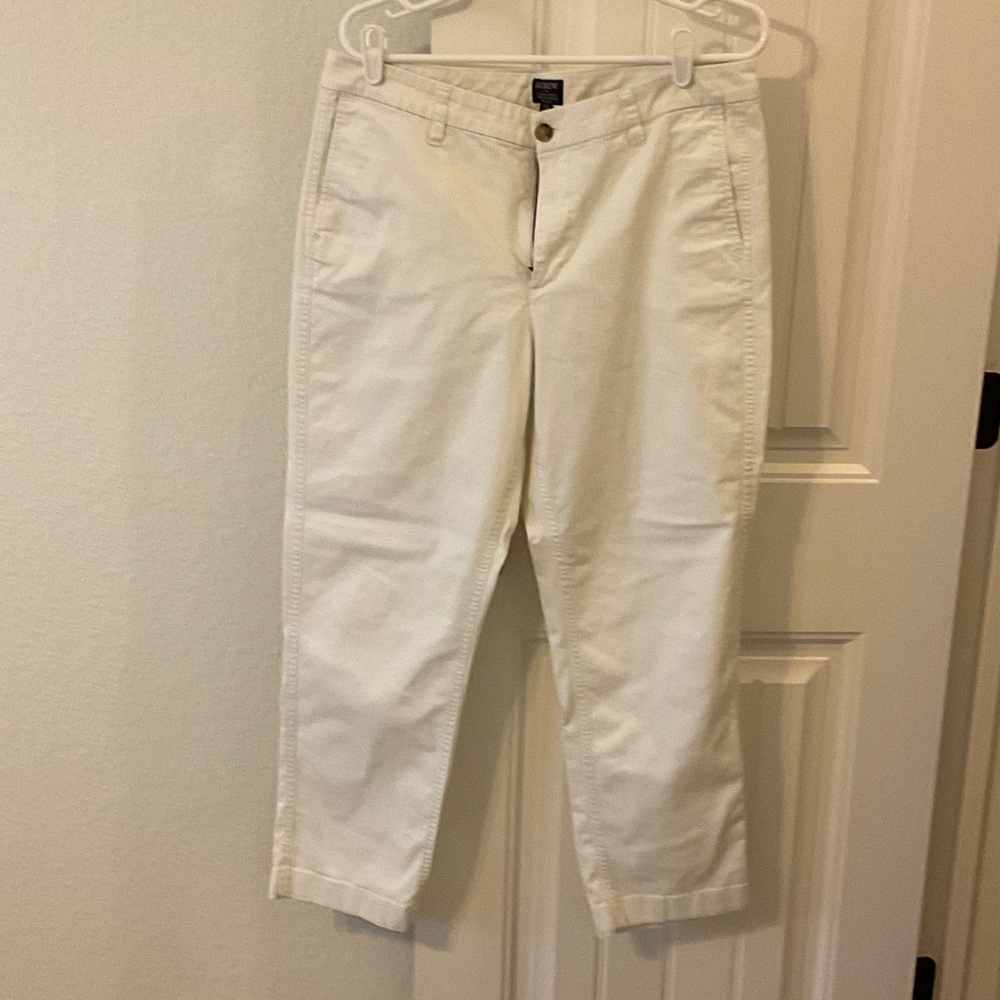 J. Crew High-Rise Chino Pants in Cream